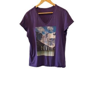 Purple Graphic Print Short Sleeve Cotton Tee Shirt L